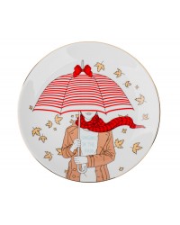 Тарелка Девушка с зонтиком (осень)